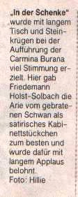 Carmina Burana, Wesseling, 28. 10. 1995: eine kurze Kritik (Quelle: Kölner Stadtanzeiger)